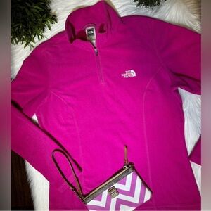North face 1/4 zip hot pink pullover
